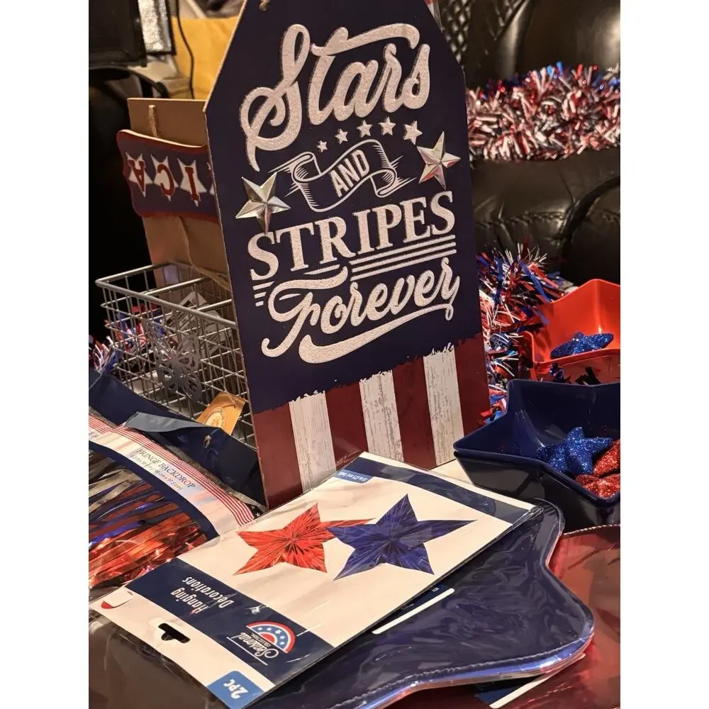 4TH OF JULY, Stars And Stripes Forever Decorative Sign, Patriotic, SHIPS FREE